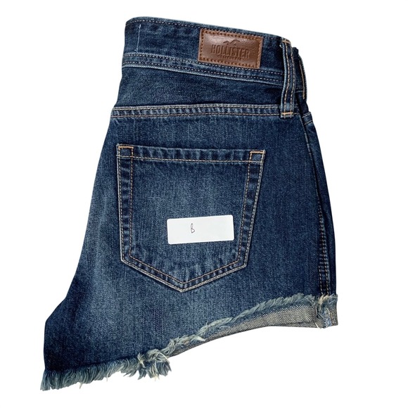Hollister High Rise Vintage Denim Shorts Frayed Hem Dark Wash Size 25 - Picture 11 of 11